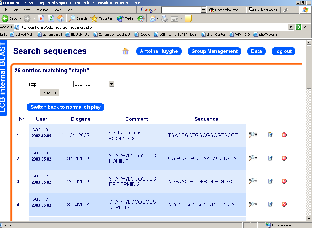 Genomic Research Laboratory Geneva BLAST Database